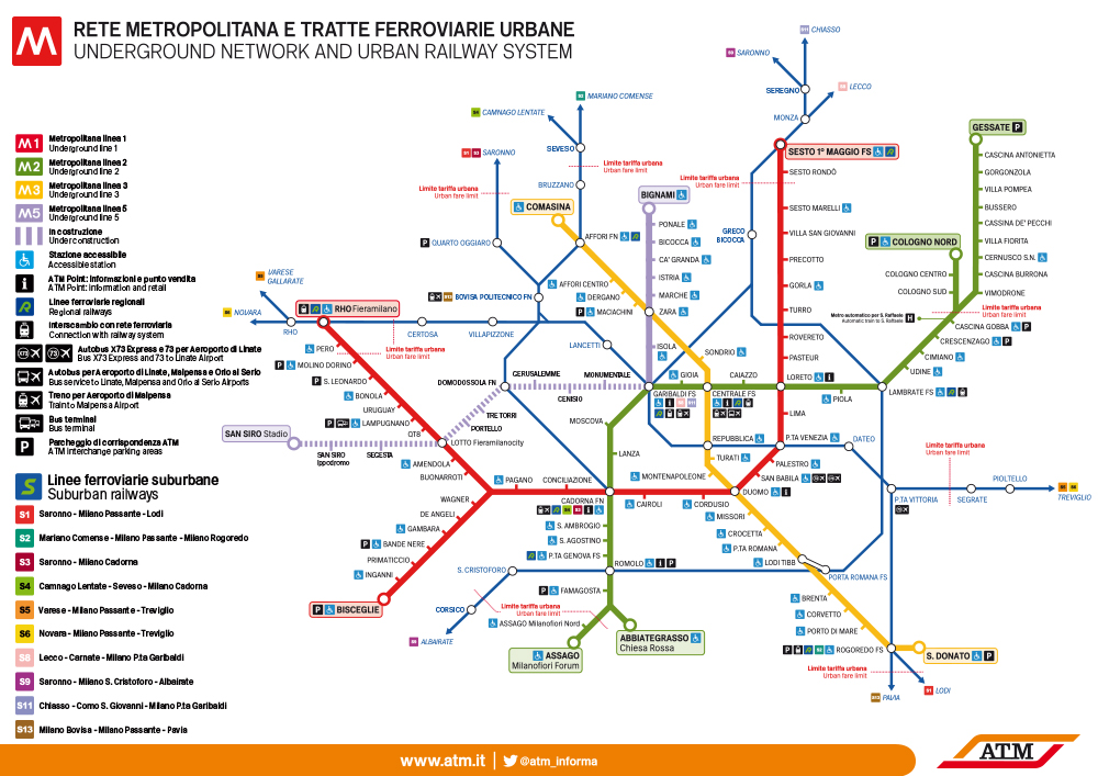 Network Map ATM, Azienda Trasporti Milanesi
