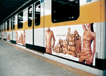 Advertisement on an underground train